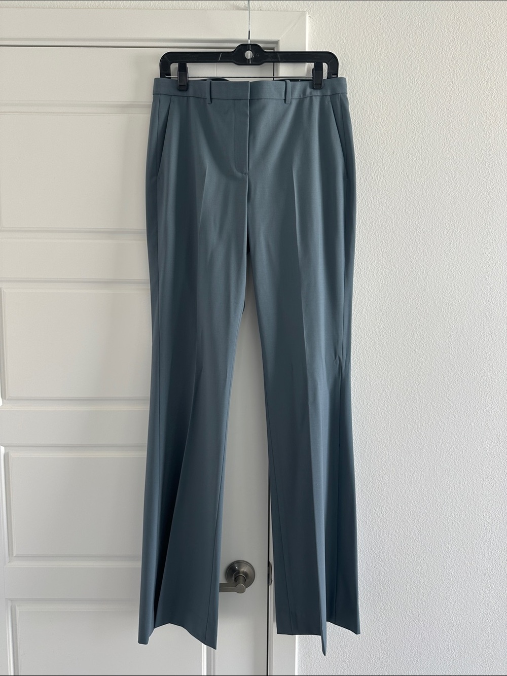 NWT Theory Demetria Traceable Wool Wide-Leg Trousers in Blue Granite Size 8